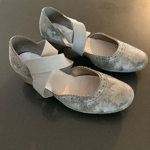 Silver dress shoes by Rieker.